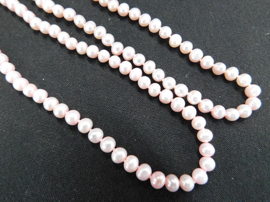 14K Clasps - 2-18" Pink Pearl Necklaces - 9