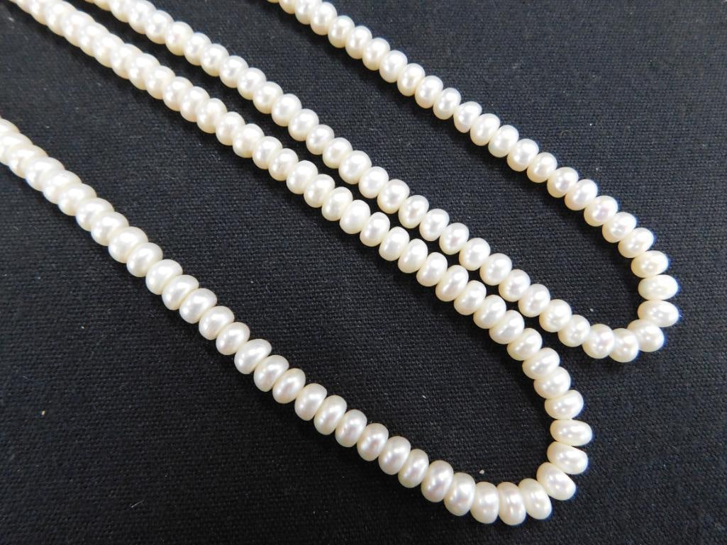 14K Gold Clasps - 2-18" Pearl Necklaces: See Photos For Description and Condition