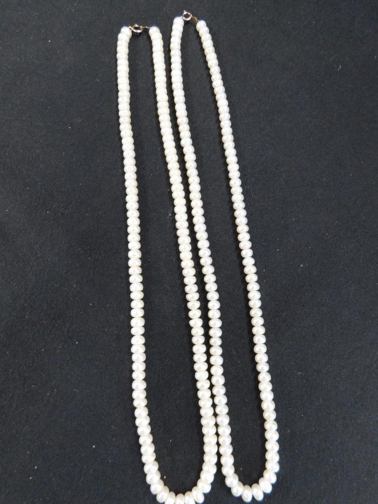 14K Gold Clasps - 2-18" Pearl Necklaces - 2