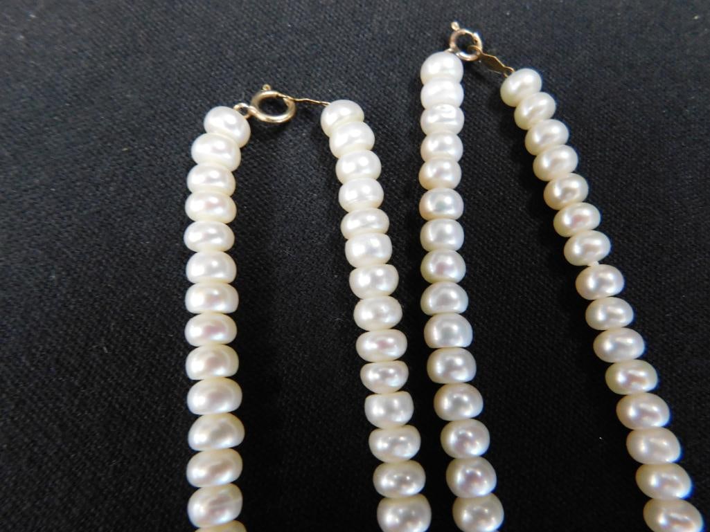 14K Gold Clasps - 2-18" Pearl Necklaces - 7
