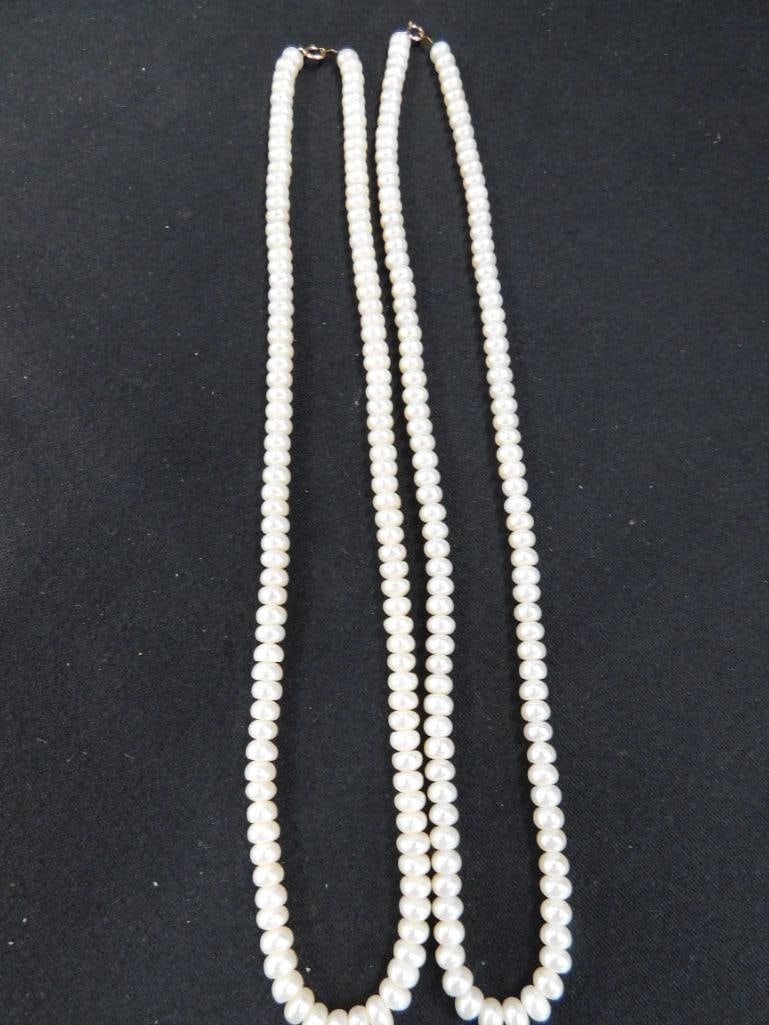 14K Gold Clasps - 2-18" Pearl Necklaces - 8