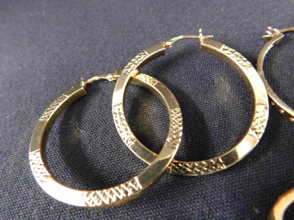 Sterling Silver - 7 Pairs of Hoop Earrings - 28.77 Grams TW - 2