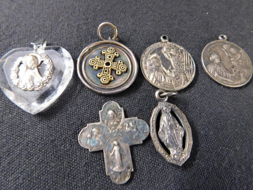 Sterling Silver - Religious Charms - 6 Pieces - 27.03 Grams TW - 8
