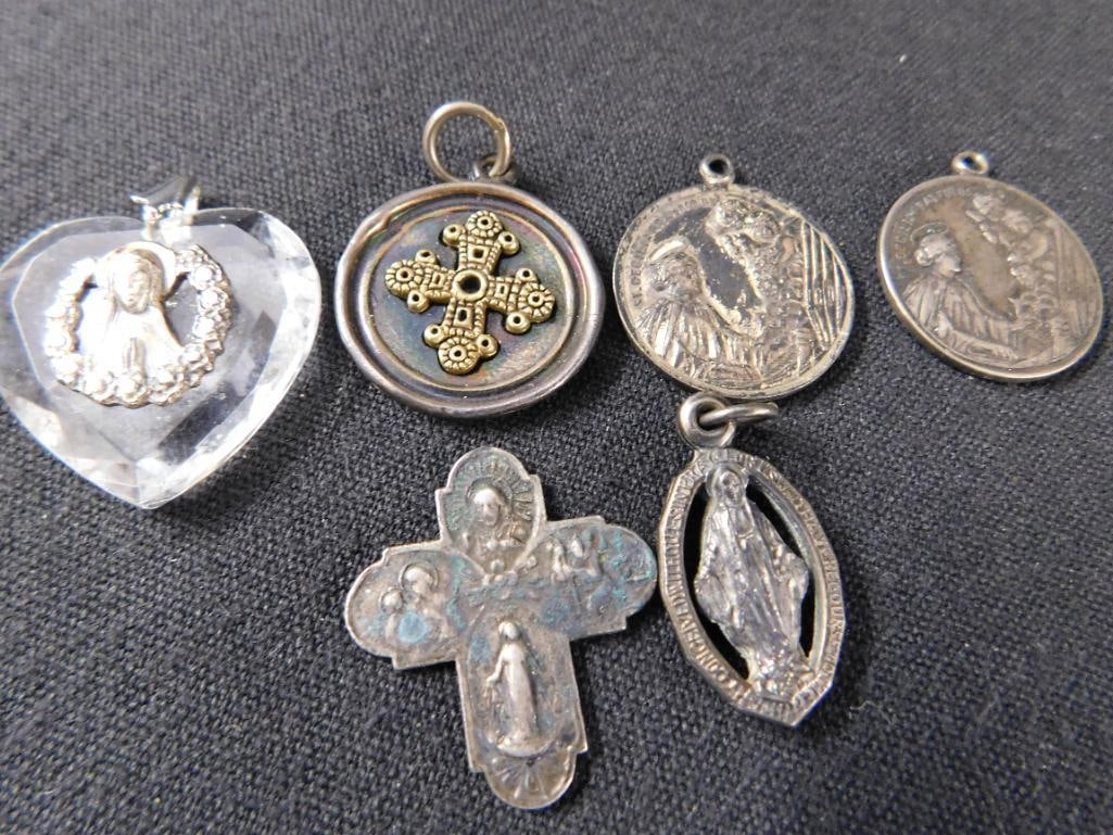 Sterling Silver - Religious Charms - 6 Pieces - 27.03 Grams TW - 9