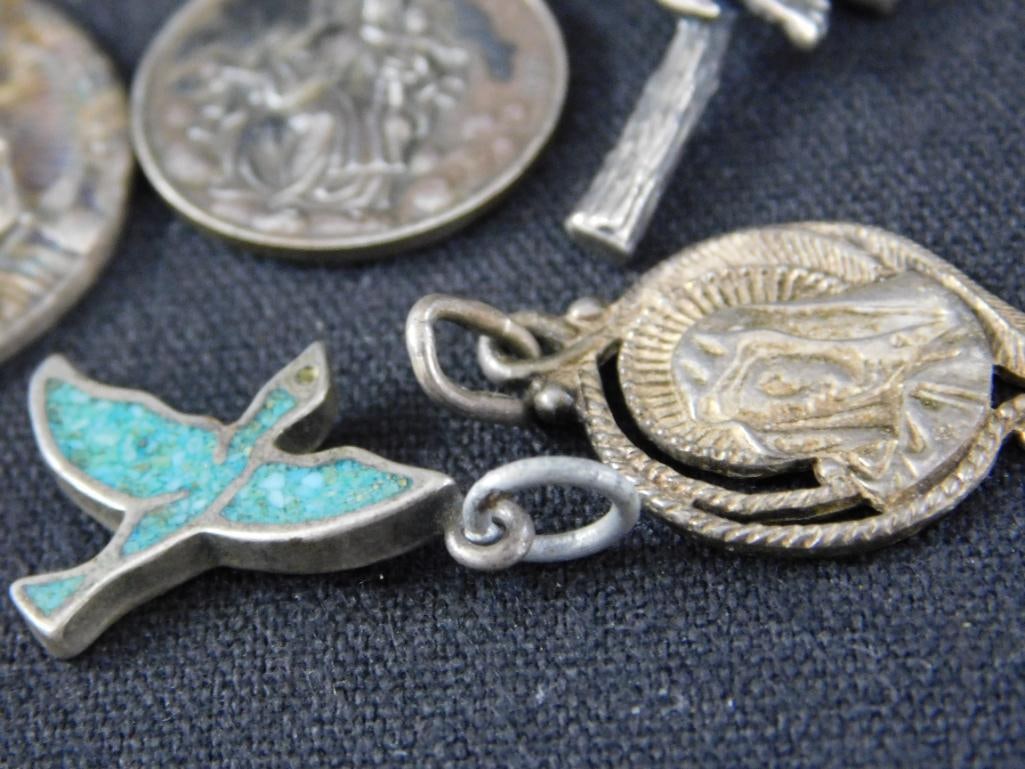 Sterling Silver - Religious Charms - 10 Pieces - 28.14 Grams TW - 10