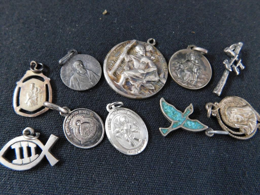 Sterling Silver - Religious Charms - 10 Pieces - 28.14 Grams TW - 11
