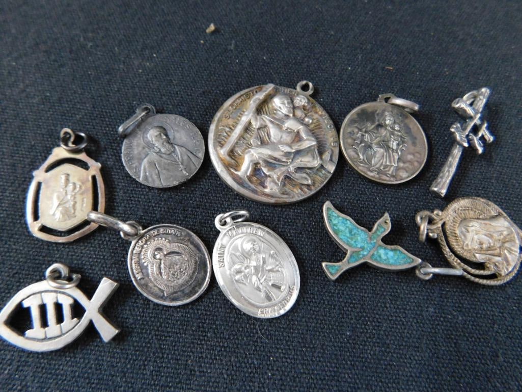 Sterling Silver - Religious Charms - 10 Pieces - 28.14 Grams TW - 12