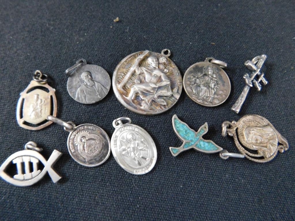 Sterling Silver - Religious Charms - 10 Pieces - 28.14 Grams TW - 2