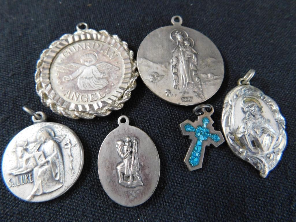 Sterling Silver - Religious Charms - 6 Pieces - 28.66 Grams TW - 10