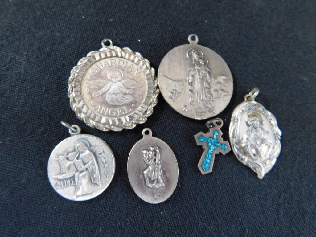 Sterling Silver - Religious Charms - 6 Pieces - 28.66 Grams TW - 2