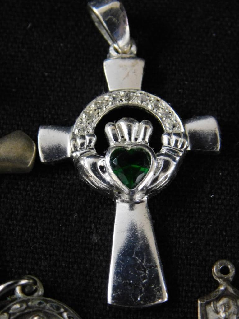 Sterling Silver - Religious Charms - 9 Pieces - 29.46 Grams TW - 3