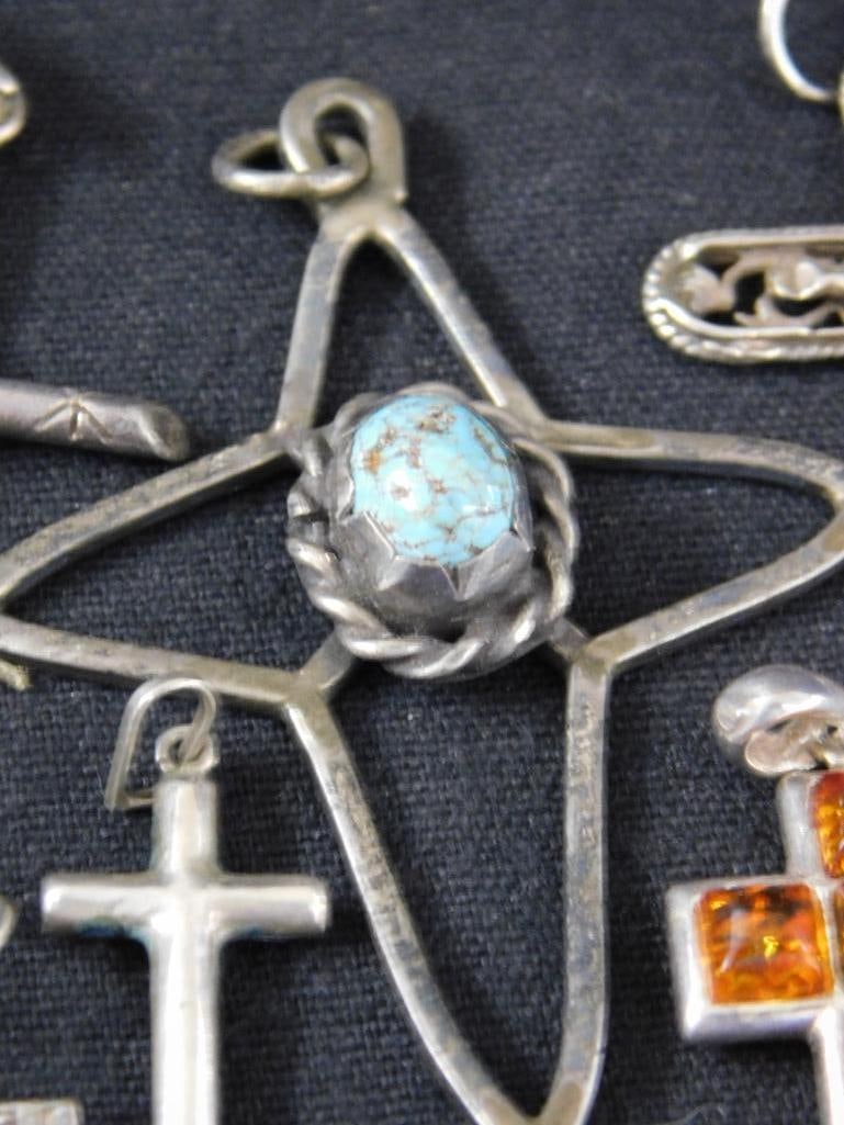 Sterling Silver - Religious Charms - 9 Pieces - 28.76 Grams TW - 3