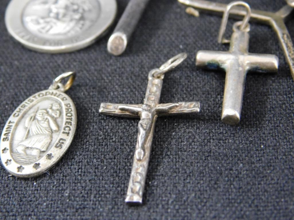 Sterling Silver - Religious Charms - 9 Pieces - 28.76 Grams TW - 5