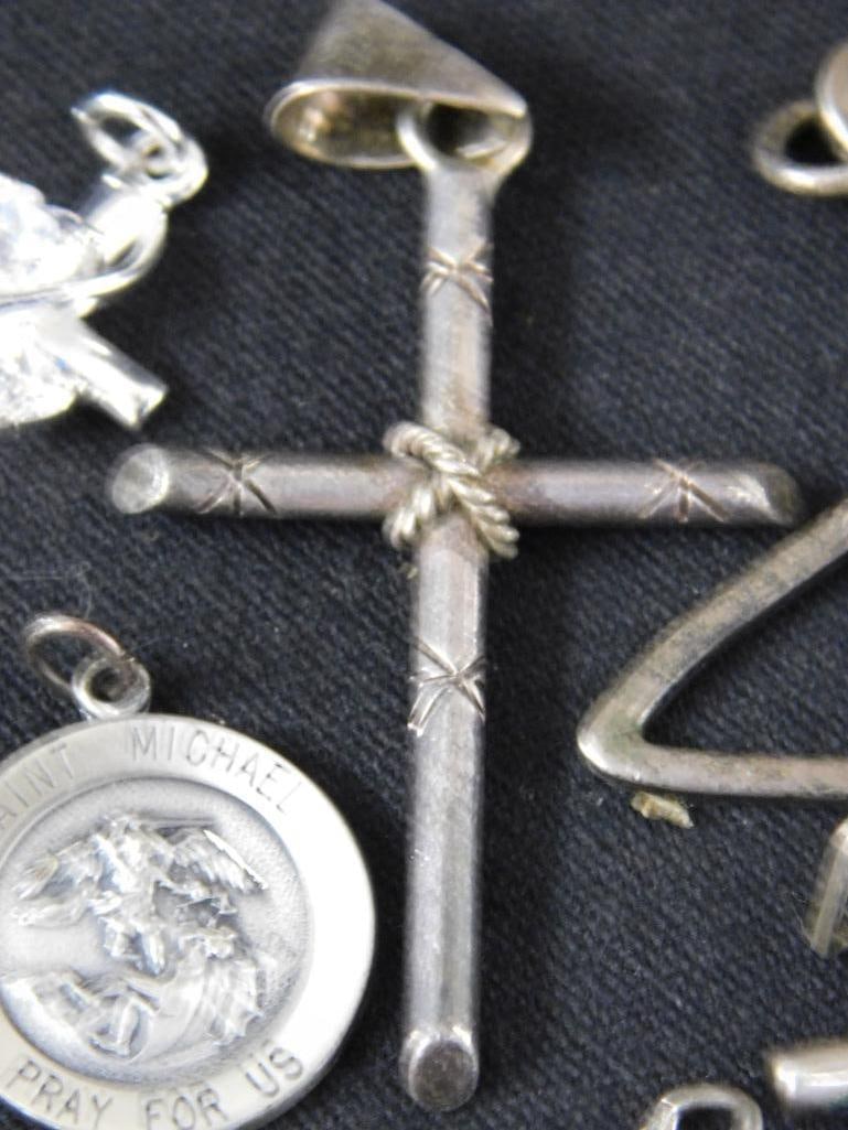 Sterling Silver - Religious Charms - 9 Pieces - 28.76 Grams TW - 8