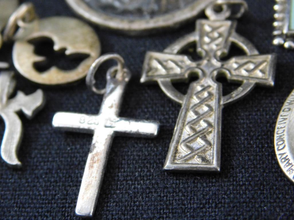 Sterling Silver - Religious Charms - 12 Pieces - 29.30 Gram TW - 7