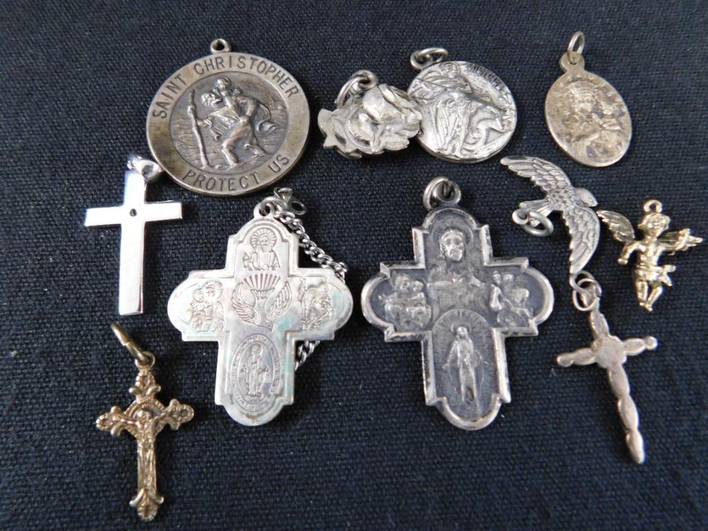 Sterling Silver - Religious Charms - 11 Pieces - 29.24 Grams TW - 11