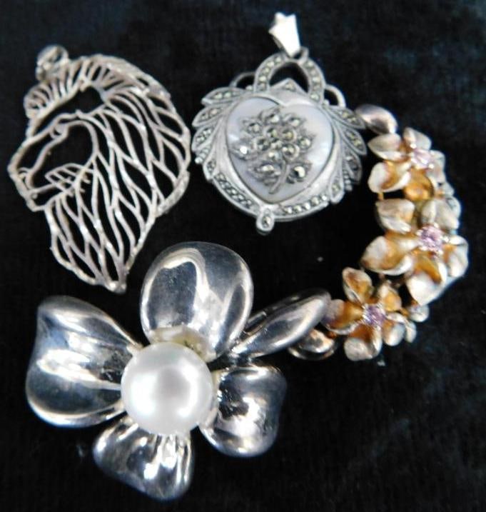 Sterling Silver - 4 Pendants - 30.69 Grams TW (1 of 6)