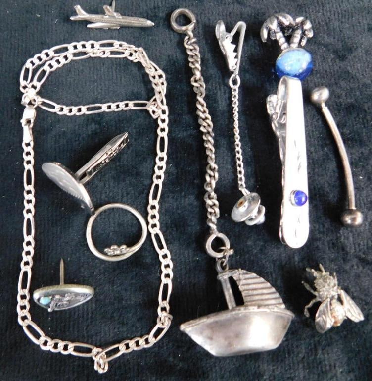 Sterling Silver - 10 Misc. Pieces - 44.60 Grams TW: See Photos For Description and Condition