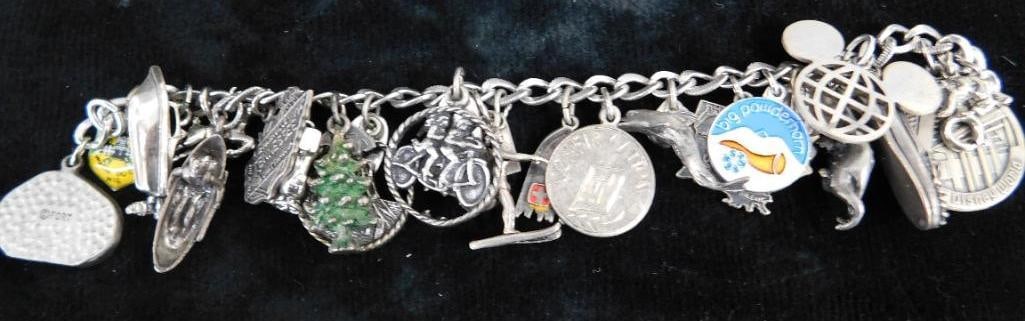Sterling Silver - Charm Bracelet - 67.99 Grams TW: See Photos For Description and Condition