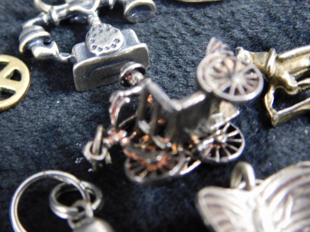 Sterling Silver - 12 Charms - 34.03 Grams TW - 10