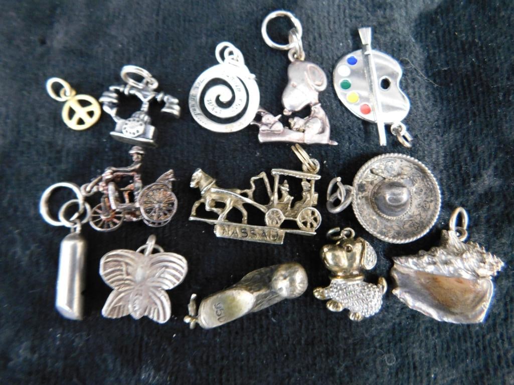 Sterling Silver - 12 Charms - 34.03 Grams TW - 14