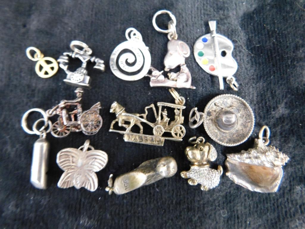 Sterling Silver - 12 Charms - 34.03 Grams TW - 15