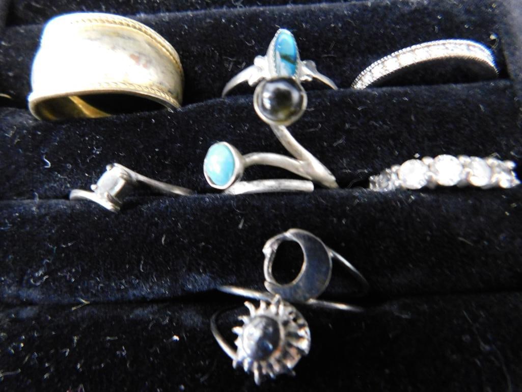 Sterling Silver - 7 Rings - 6 Size 9 - 1 Size 10 - 17.38 Grams TW - 10