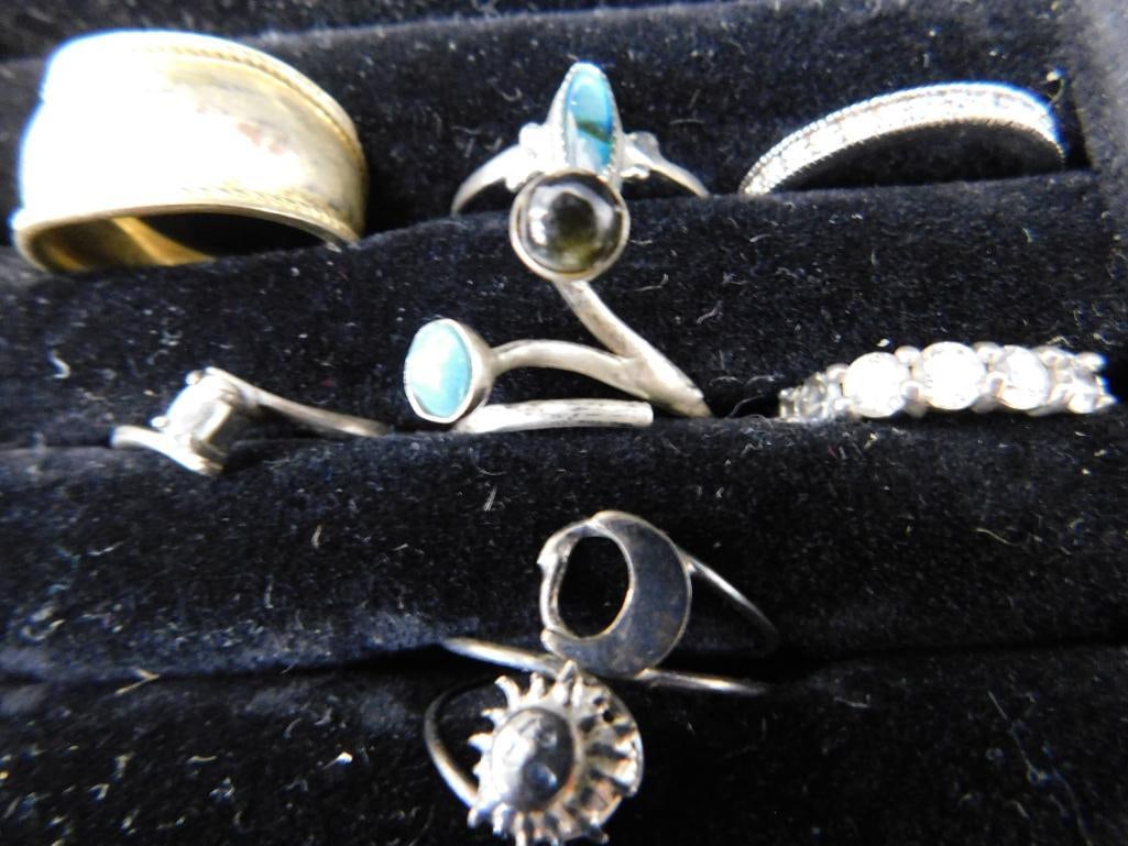 Sterling Silver - 7 Rings - 6 Size 9 - 1 Size 10 - 17.38 Grams TW - 11