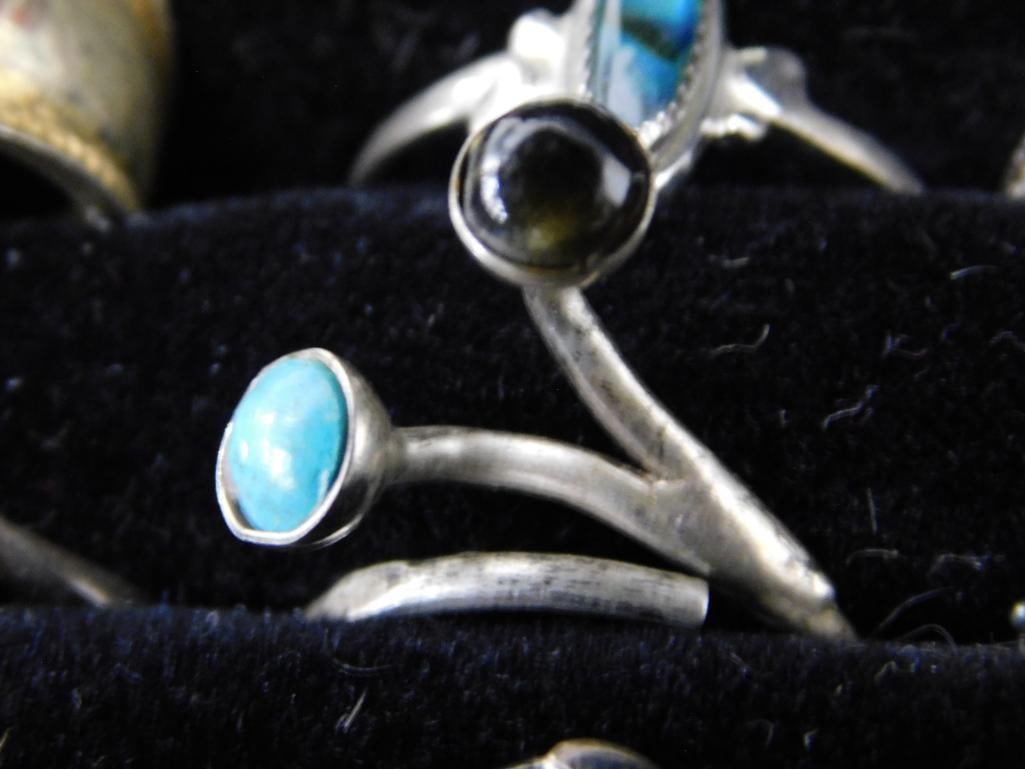 Sterling Silver - 7 Rings - 6 Size 9 - 1 Size 10 - 17.38 Grams TW - 7