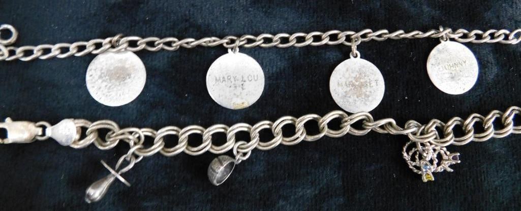 Sterling Silver - 2 Charm Bracelets - 40.20 Grams TW: See Photos For Description and Condition