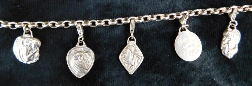 Sterling Silver - Religious Charm Bracelet - 28.97 Grams TW: See Photos For Description and Condition