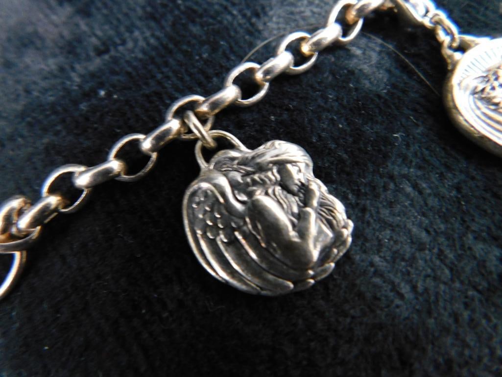 Sterling Silver - Religious Charm Bracelet - 28.97 Grams TW - 2