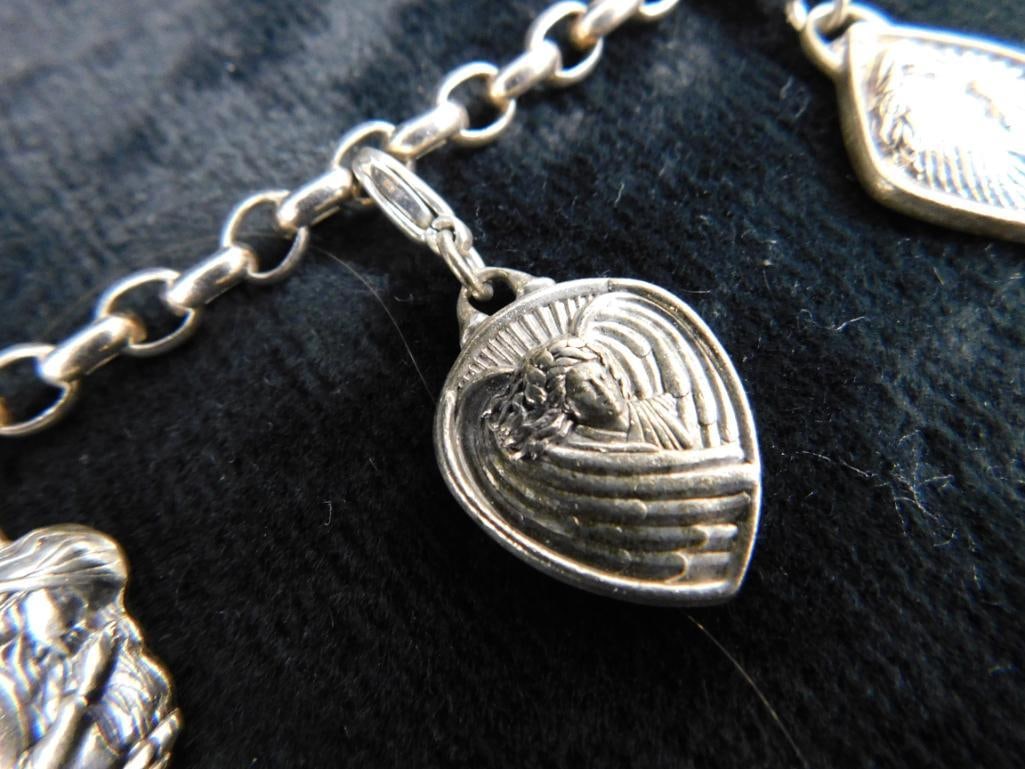 Sterling Silver - Religious Charm Bracelet - 28.97 Grams TW - 3