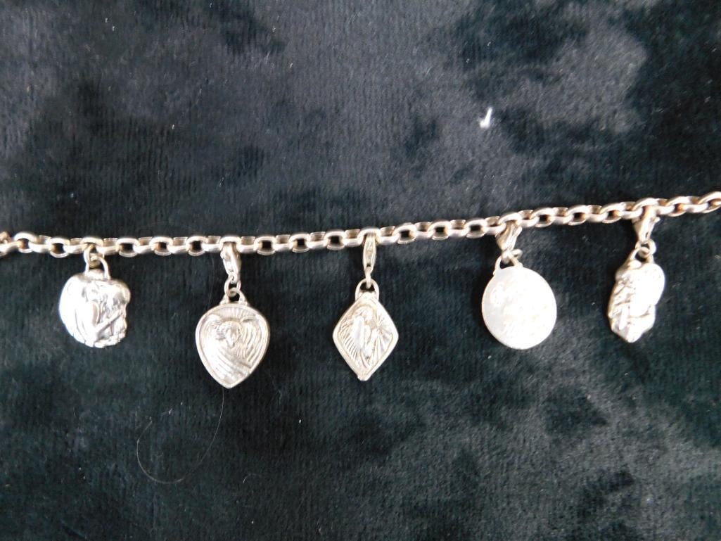 Sterling Silver - Religious Charm Bracelet - 28.97 Grams TW - 8