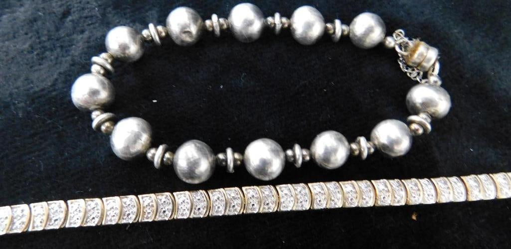 Sterling Silver - 2 Bracelets - 28.2 Grams TW: See Photos For Description and Condition