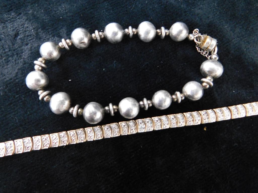 Sterling Silver - 2 Bracelets - 28.2 Grams TW - 7