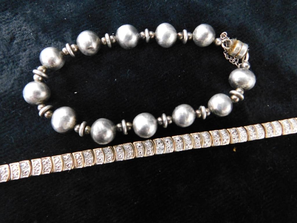 Sterling Silver - 2 Bracelets - 28.2 Grams TW - 8