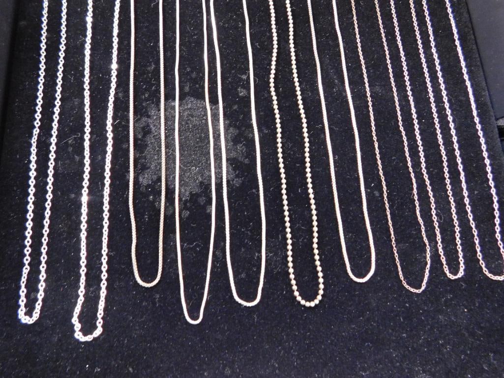 Sterling Silver - 10-18" Necklaces - 15.54 Grams - 10