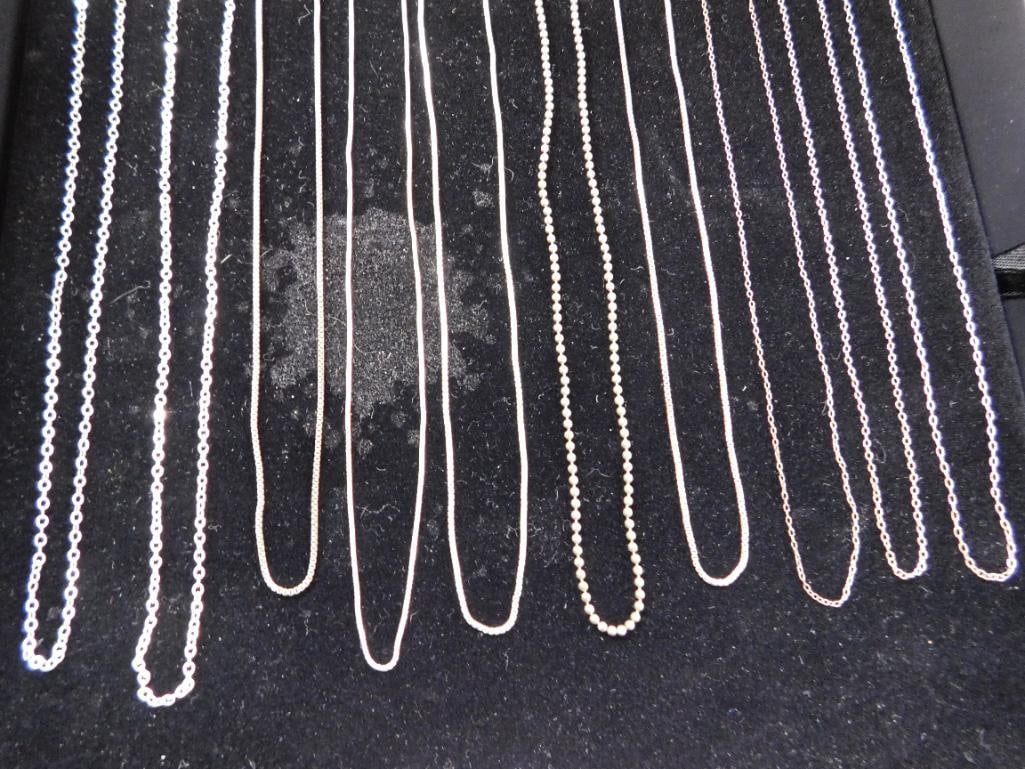 Sterling Silver - 10-18" Necklaces - 15.54 Grams - 11