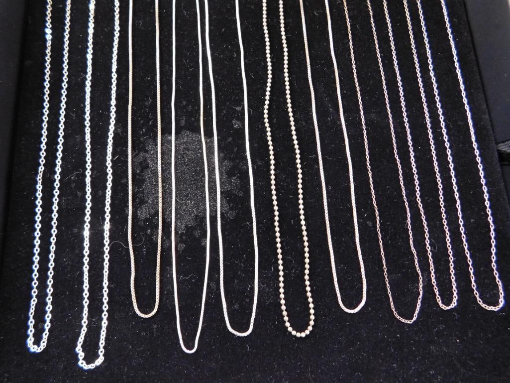 Sterling Silver - 10-18" Necklaces - 15.54 Grams: See Photos For Description and Condition