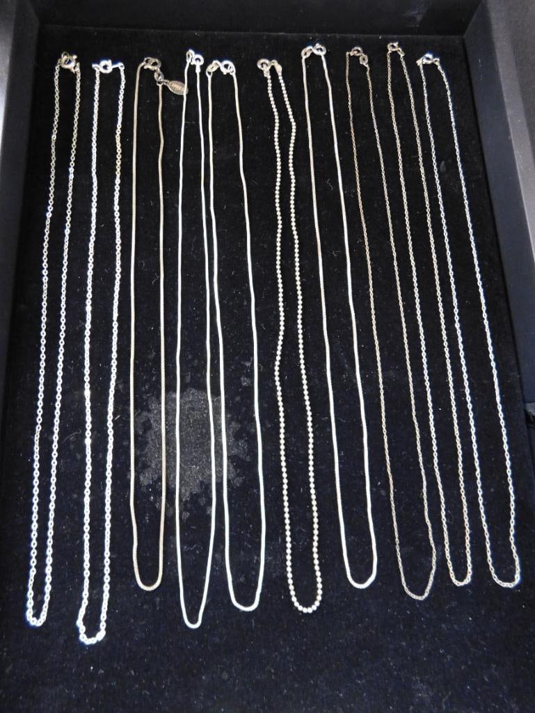 Sterling Silver - 10-18" Necklaces - 15.54 Grams - 8