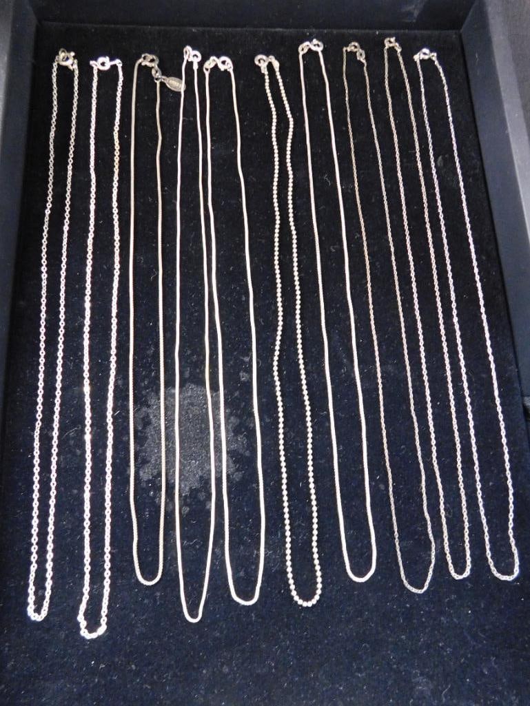Sterling Silver - 10-18" Necklaces - 15.54 Grams - 9
