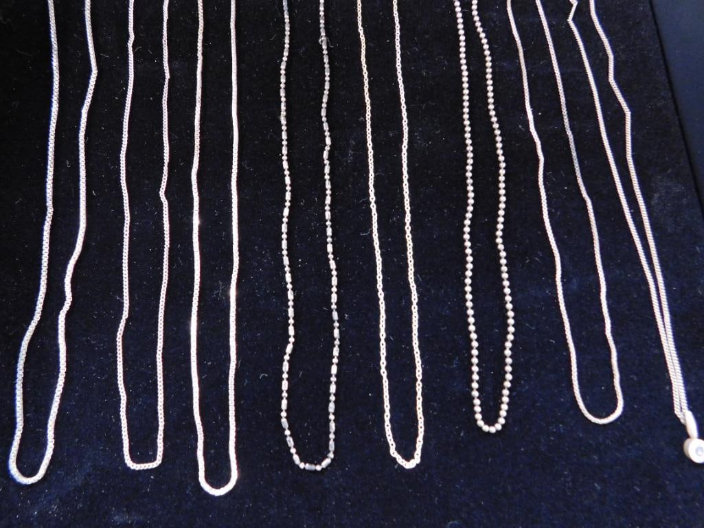 Sterling Silver - 8-16" Chains - 15.56 Grams: See Photos For Description and Condition