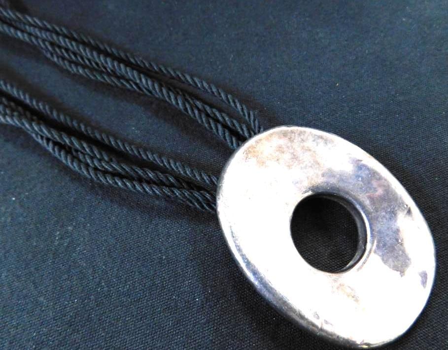 Sterling Silver - Pendant Necklace with Cloth Chain - 27.04 TW: See Photos For Description and Condition