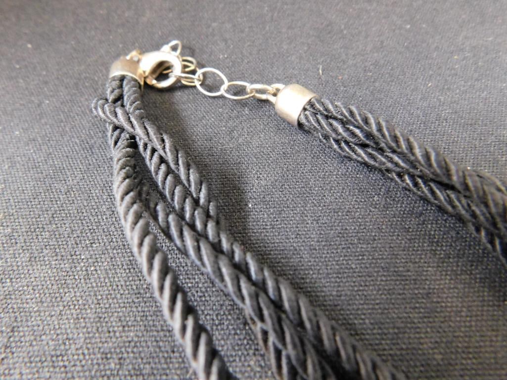 Sterling Silver - Pendant Necklace with Cloth Chain - 27.04 TW - 5