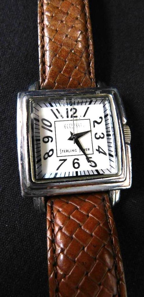 Sterling Silver - Ecclissi Watch with Leather Band - 43.95 Grams TW: See Photos For Description and Condition