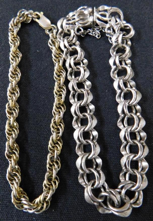 Sterling Silver - 2 Charmless Charm Bracelets - 28.78 Grams: See Photos For Description and Condition