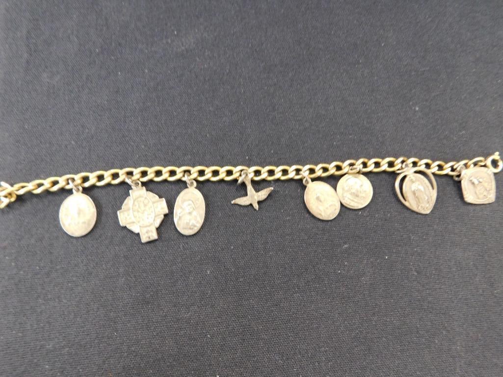 Sterling Silver - Gold Filled Bracelet with Sterling Charms - 21.48 Grams TW - 10