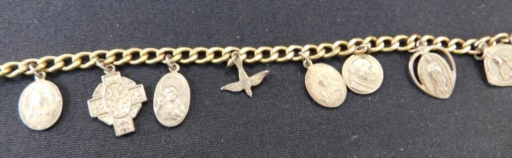 Sterling Silver - Gold Filled Bracelet with Sterling Charms - 21.48 Grams TW: See Photos For Description and Condition