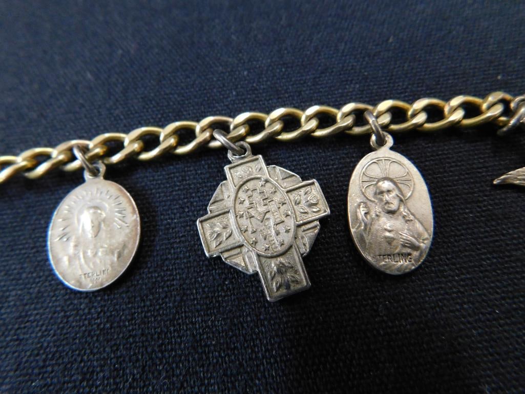 Sterling Silver - Gold Filled Bracelet with Sterling Charms - 21.48 Grams TW - 2